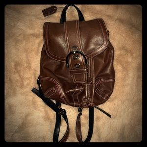 Brown leather COACH backpack